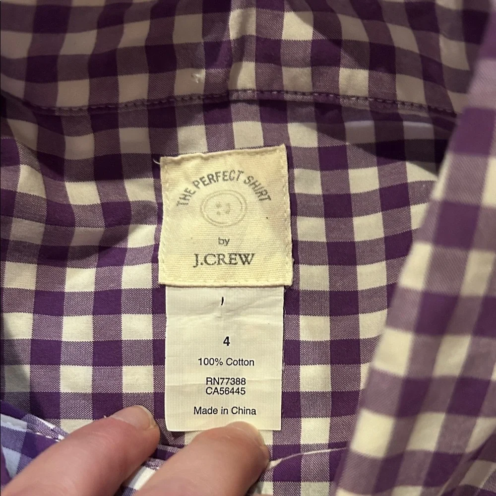 J. Crew The Perfect Shirt Men’s Checkered Button Down Shirt - Purple‎ and White